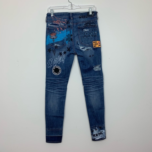 American Eagle Distressed Hi-Rise Painted Jeans - Picture 2 of 7